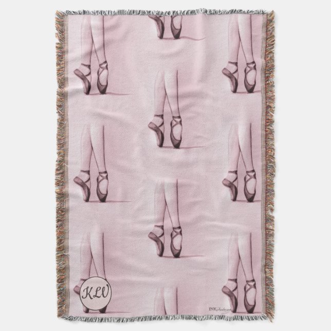 Couverture Chaussures de Ballet Rose rose avec vos initiales/ (devant Vertical)