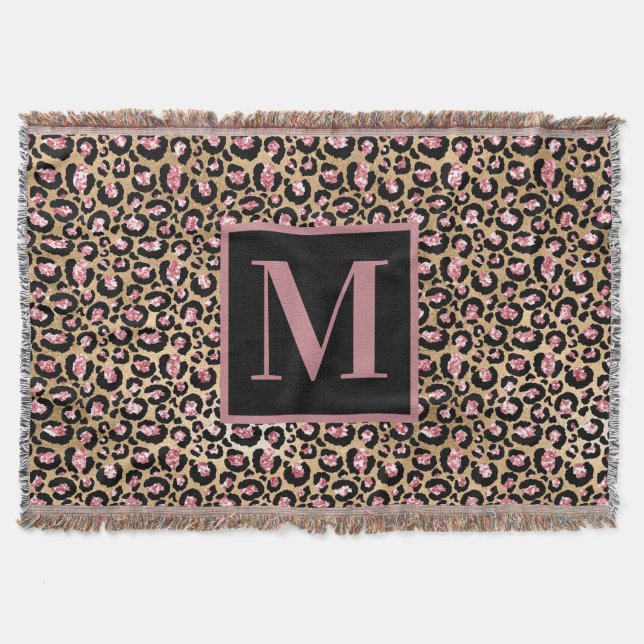 Couverture Cheetah or rose / Monogramme léopard initial (Devant)