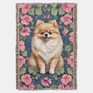 Couverture Cher Chien Poméranien Avec Pétunias Rose