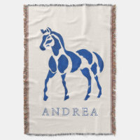 Cheval Bleu Peinture Moderne Equestre Décor Maison