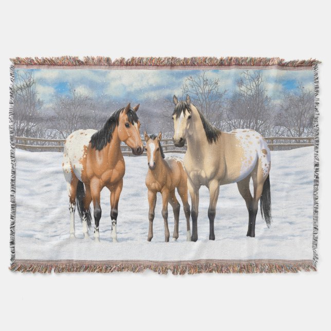 Couverture Chevaux Appaloosa En Peau De Bouche En Neige (Devant)