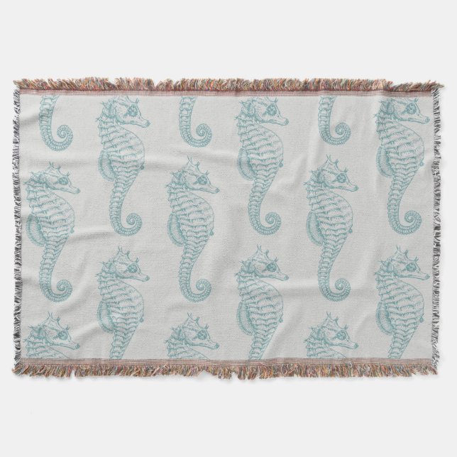 Couverture Chevaux de mer tropicaux, Motif hippocampe - gris  (Devant)
