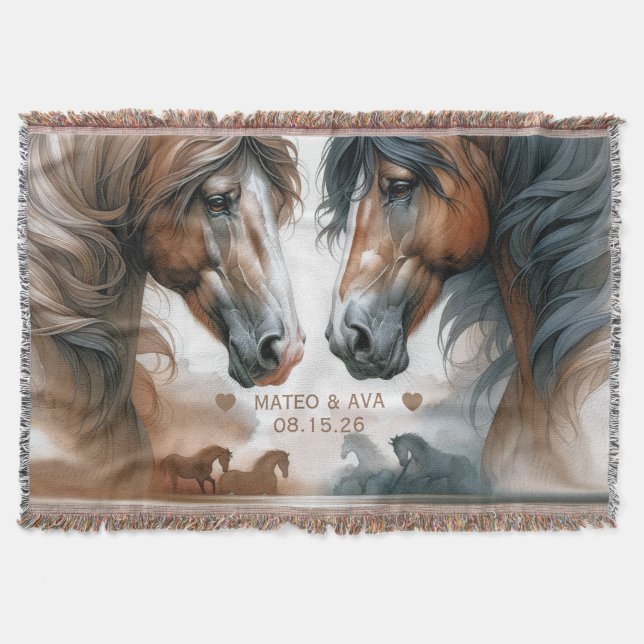 Couverture Chevaux spéciaux Marron Couple de mariés (Devant)