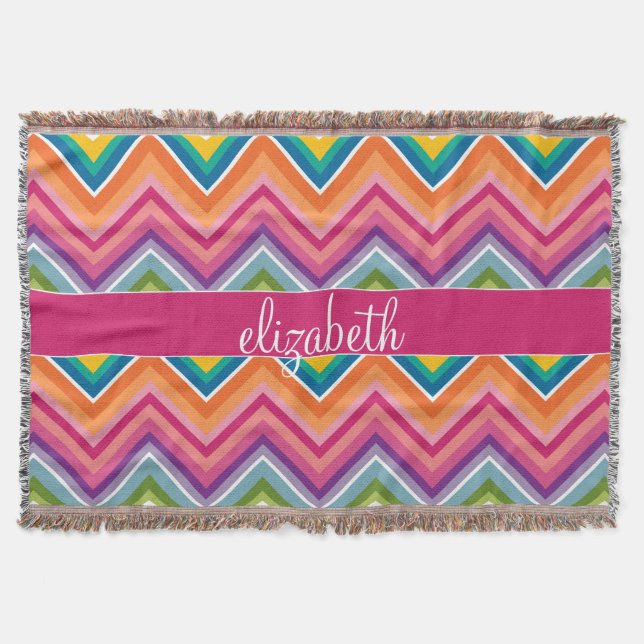 Couverture Chevron de couleur vive Motif Nom du script (Devant)