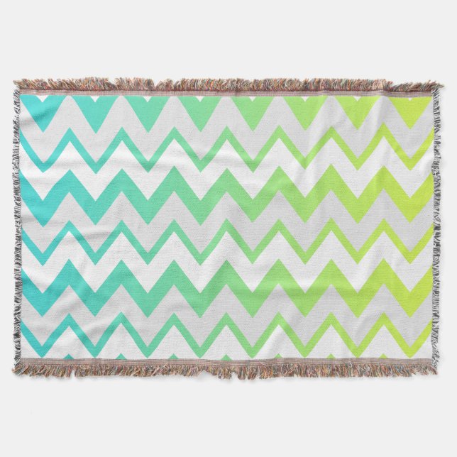 Couverture Chevron motif citron vert turquoise aqua ombre élé (Devant)