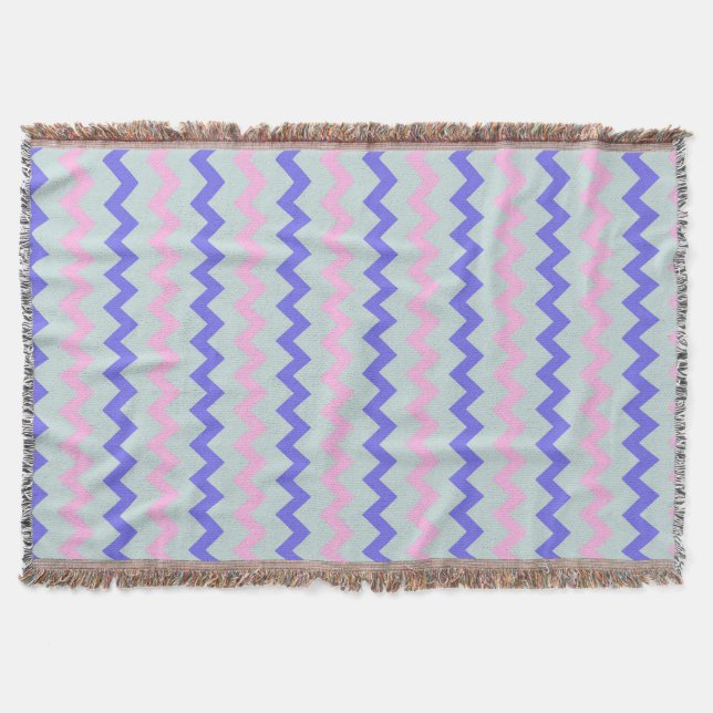 Couverture Chevron motif rose bleu (Devant)