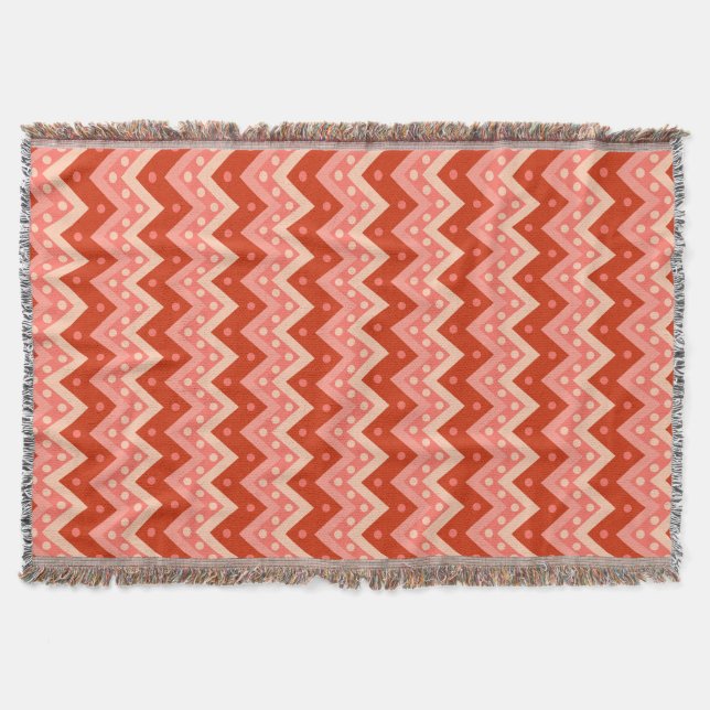 Couverture Chevrons et points - corail orange (Devant)