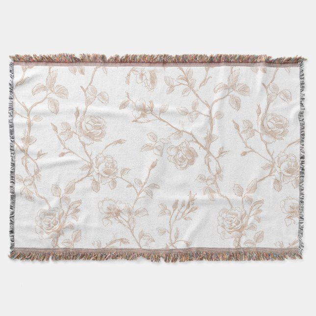 Couverture Chic Fleur Blanc Crème Joli (Devant)