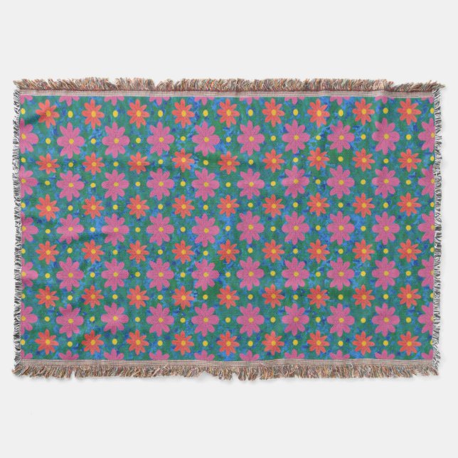 Couverture Chic Rangoli Fleurs et Pois Jetons Blanket (Devant)