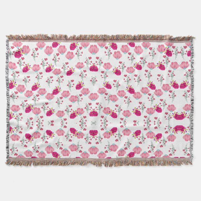 Couverture Chic rose et rouge Floral imprimé sans couture mot (Devant)