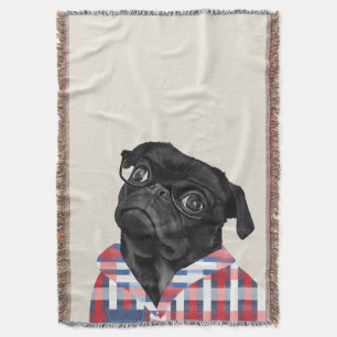 Couverture Chien De Carlin Noir Avec Lunettes Et Chemise