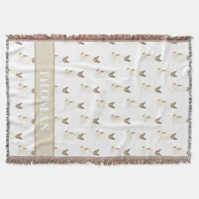 Couverture Chien de chasse personnalisé Heeler (Blanc rouge) (Devant)