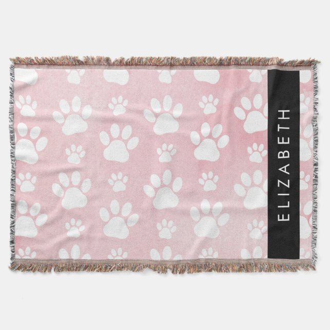 Couverture Chien Paws, White Paws, Aquarelles roses, Votre No (Devant)