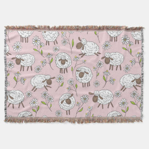 Couverture Chiens de comptage sur coton bonbon rose