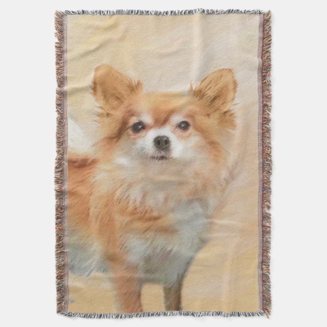 Couverture Chihuahua Peinture de Chien à long Haired Art orig (devant Vertical)