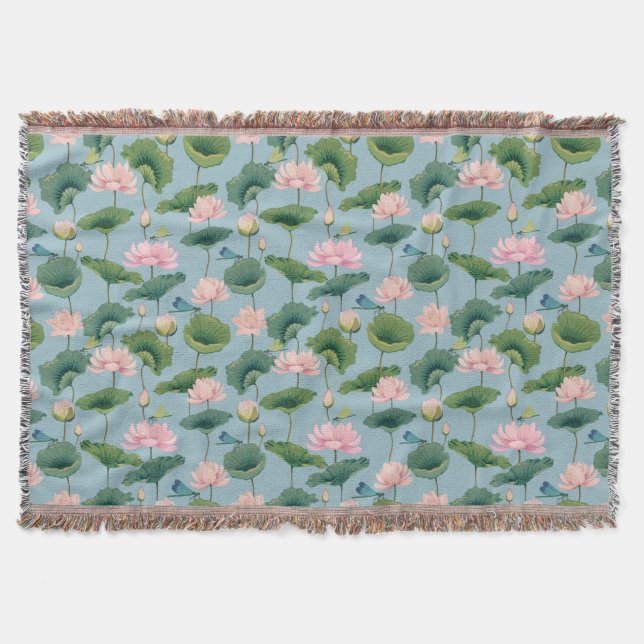 Couverture Chinoiserie Lotus Pond et Dragonfly Jetez la couve (Devant)