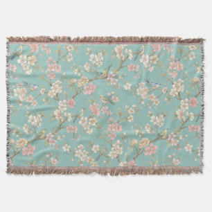 Couverture Chinoiserie Vintage Oiseau et Fleur