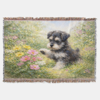 Couverture Chiots Schnauzer Fleurs de printemps