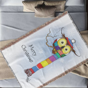 Couverture Chouette d'hiver mignonne Écharpe arc-en-ciel Chap