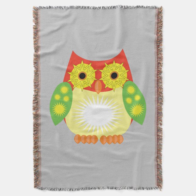 Couverture Chouette étoilée - Rouge jaune vert (devant Vertical)