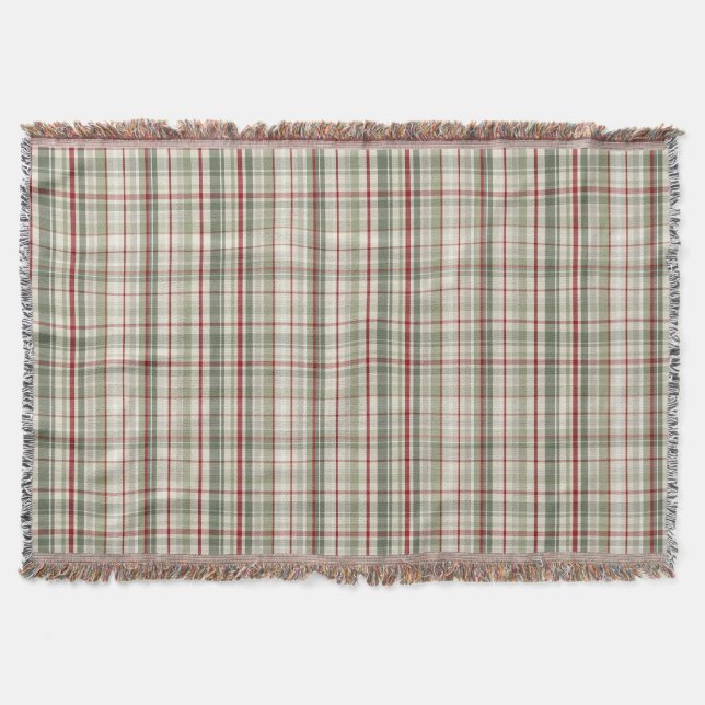 Couverture Christmas Plaid - rustic green red ivory (Devant)