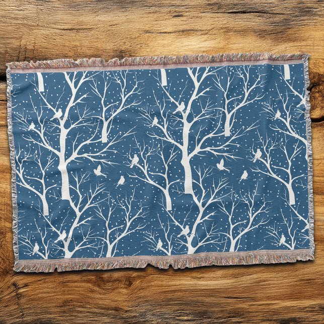 Couverture Ciel vintage Oiseaux blancs Snowflakes (Créateur téléchargé)