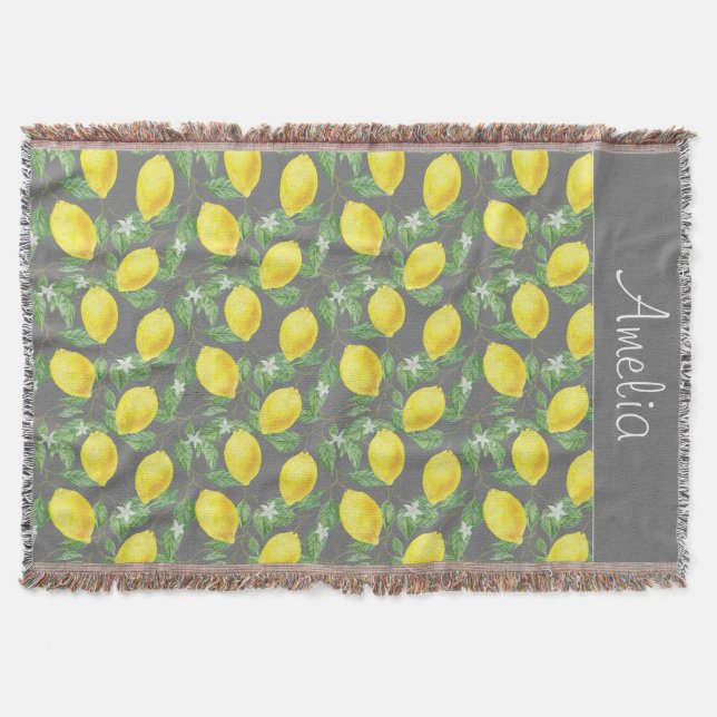 Couverture Citron aquarelle gris motif mignon nom fille (Devant)