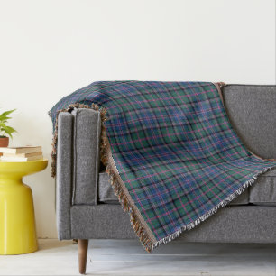 Couverture Clan Cooper Tartan Vert et bleu Plaid