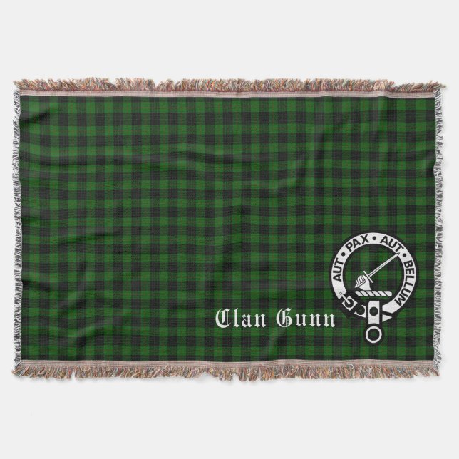 Couverture Clan Gunn Crest Badge & Tartan Lance Blanket (Devant)
