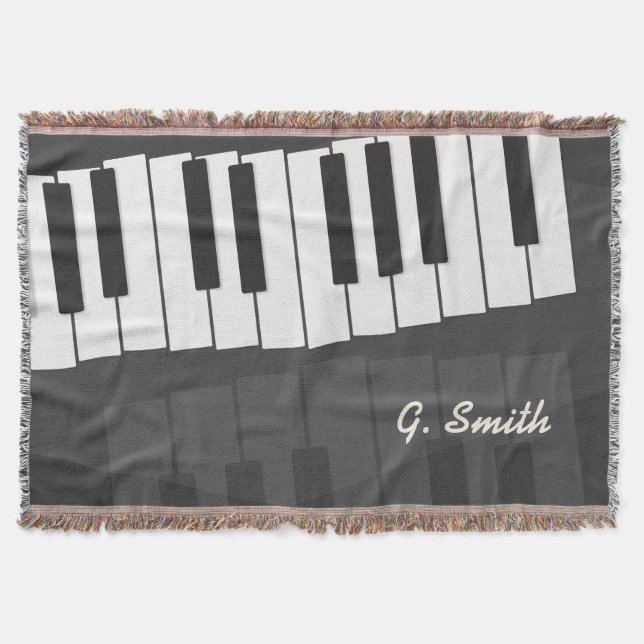 Couverture Clavier de piano noir et blanc personnalisé. Ajout (Devant)