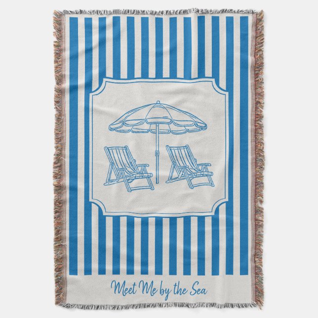 Couverture Coastal Beach Vibes Blue Stripes (devant Vertical)