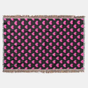 Couverture Cœurs à pois rose fuchsia sur fond noir