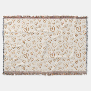Couverture Cœurs bruns crème Saint-Valentin Amour