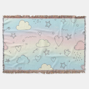 Couverture Cœurs pastel et nuages Rêve aquarelle (8)