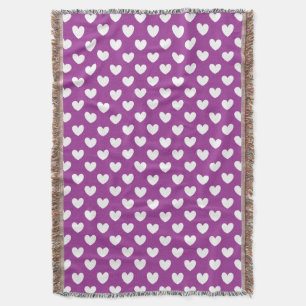 Couverture Coeurs polka blanc sur Cactus violet Fleur violet