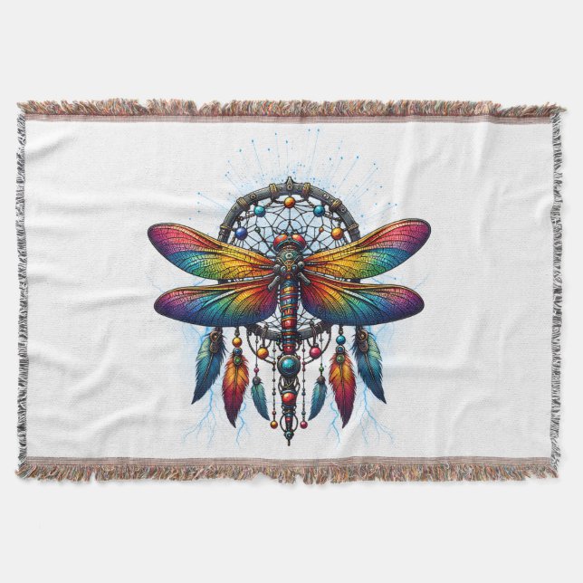 Couverture Colorful Psychedelic Dragonfly Dreamcatcher Boho (Devant)