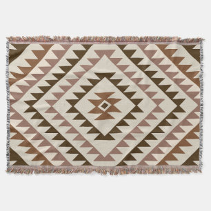 Couverture Conception de motif diamant aztéque marron+crème