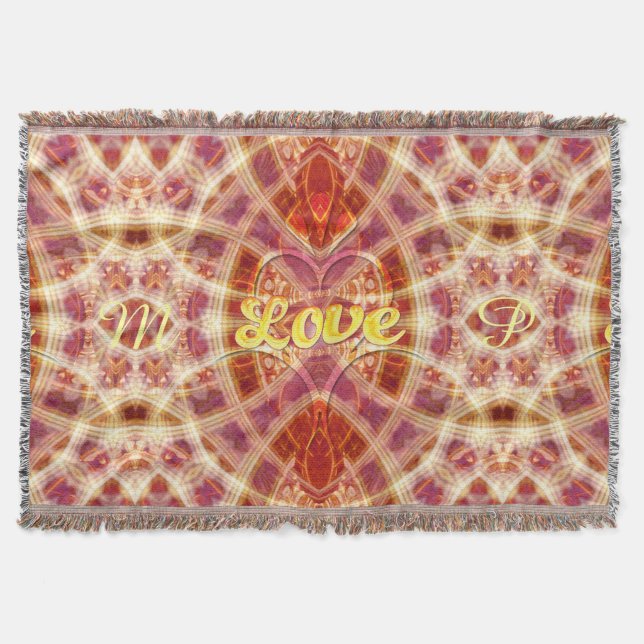 Couverture Confiance en l'amour Art géométrique tissé Thon Bl (Devant)