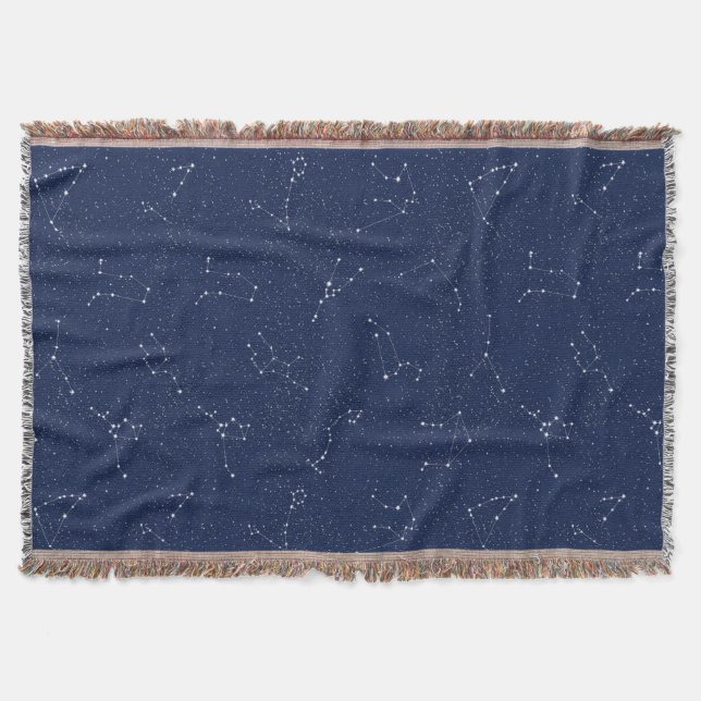 Couverture Constellations Zodiac avec ciel étoilé bleu foncé (Devant)