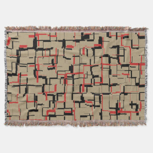 Couverture COOL beige rouge noir Motif unique