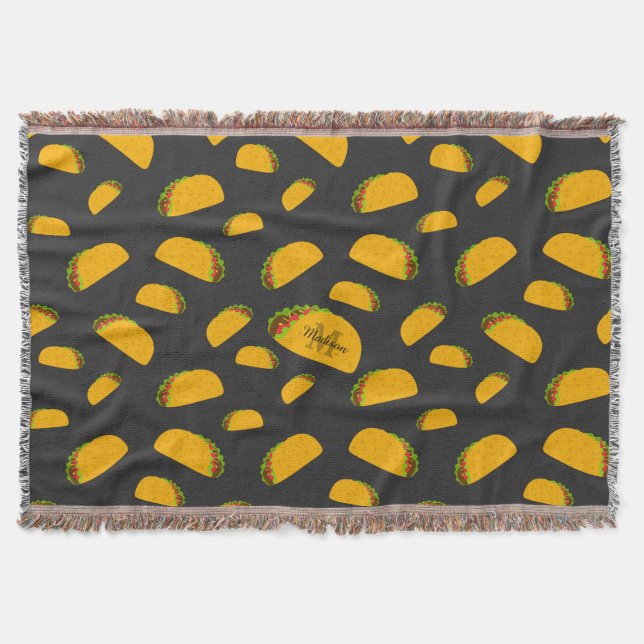 Couverture Cool et amusant yummy taco motif Monogramme (Devant)