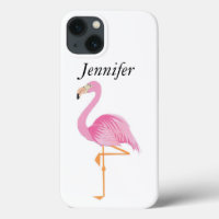 Couverture coque iphone flamingo rose monogramme