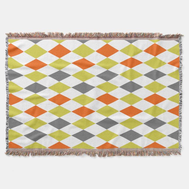 Couverture Corail jaune gris diamant Arlequin moderne (Devant)