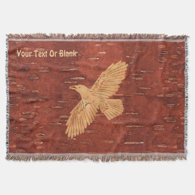 Couverture Corbeau rustique sur écorce de Birch Intérieur (Devant)