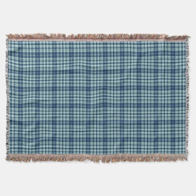 Couverture Cosy plaid bleu sauge vert (Devant)