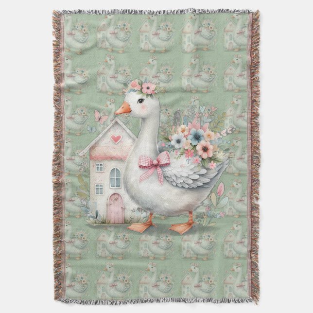 Couverture Cottage Goose Floral House Scène (devant Vertical)