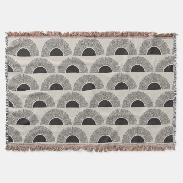 Couverture Coucher de soleil noir et beige moderne Motif d'ar (Devant)