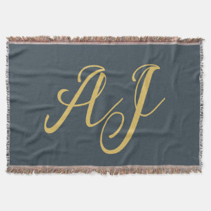Couverture Couleur Or Charbon Monogramme Initial Professionne