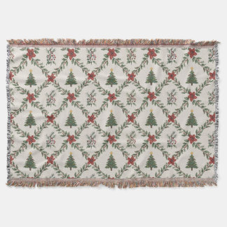 Couverture Couronne florale de Noël vintage arbre rouge vert