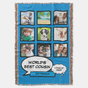 Couverture Cousin 9 Photo Collage Bande Dessinée Fun Blue